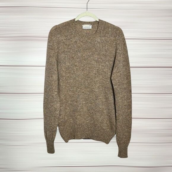 Braemar International Vintage Wool Sweater Pullover Taupe Crew neck Slim M/L - Picture 1 of 9